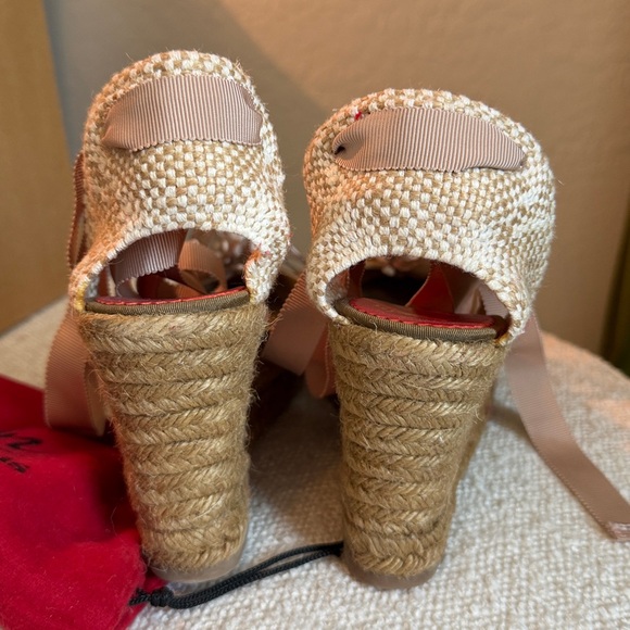 Christian Louboutin Mini Me Espadrilles Wedge Polka Dot Bow Size 39 / US 9 - Picture 6 of 8